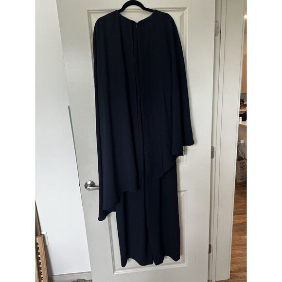 KAREN MILLEN NWT Tailored Asymmetric Draped Cape Straight Leg Jumpsuit Navy 10 - Picture 8 of 13